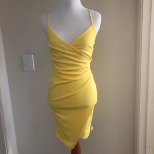 Yellow Bodycon Wrap Dress NWT!!!